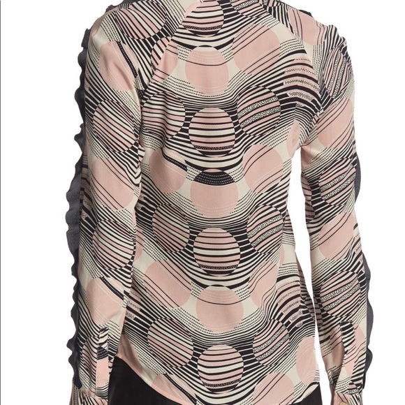 RED Valentino Tops - Red Valentino 377 nudo trim ruffle wave shirt